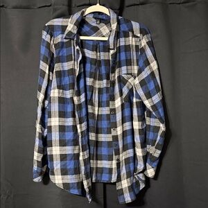 torrid Blue Black and White Plaid Button-Down Shirt